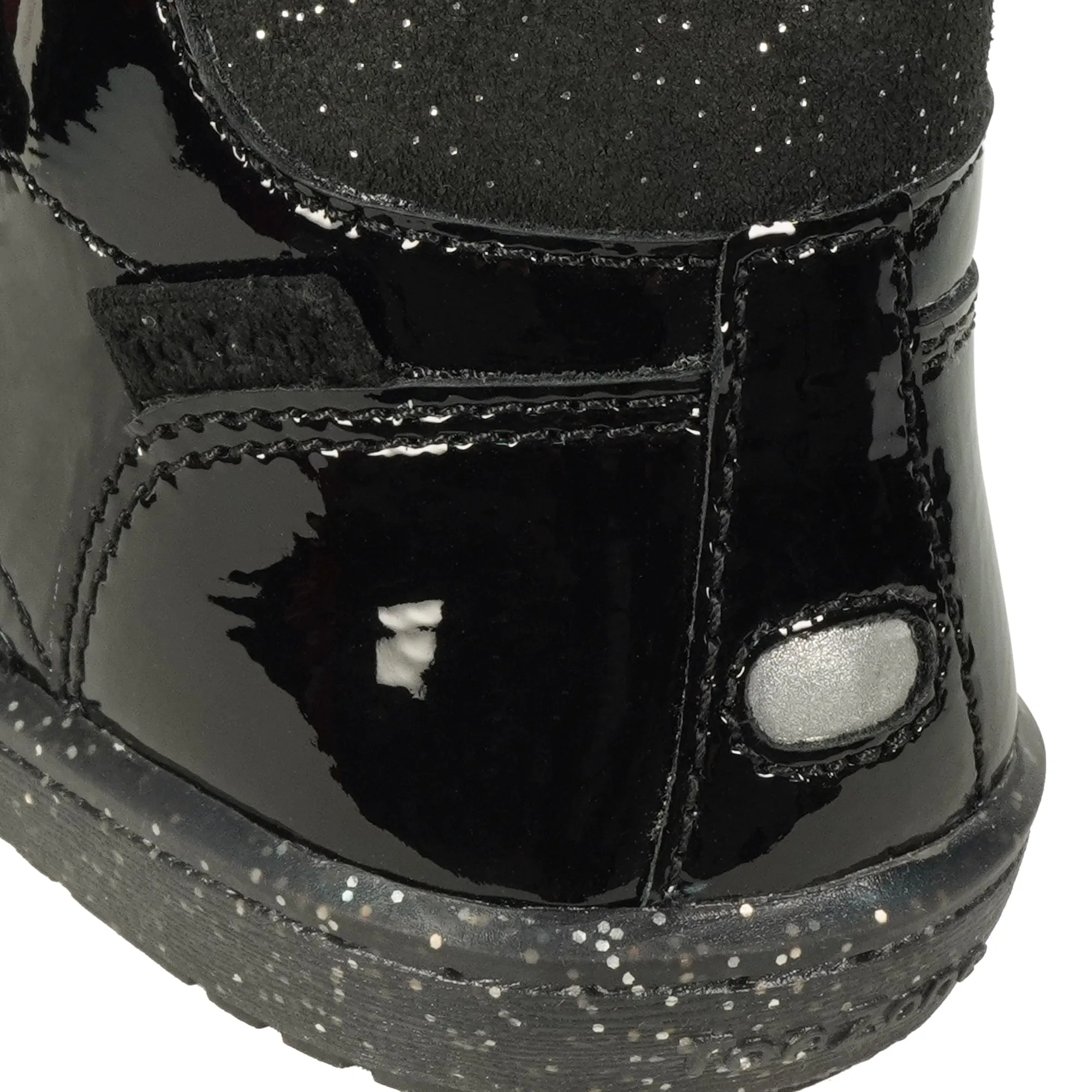 RILEY - Girls' Black Crinkle Rip Tape Boots  (Available in Half Sizes)