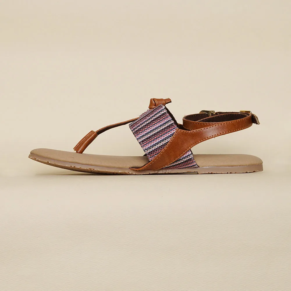 Rohtang Stripes T Strap Sandal