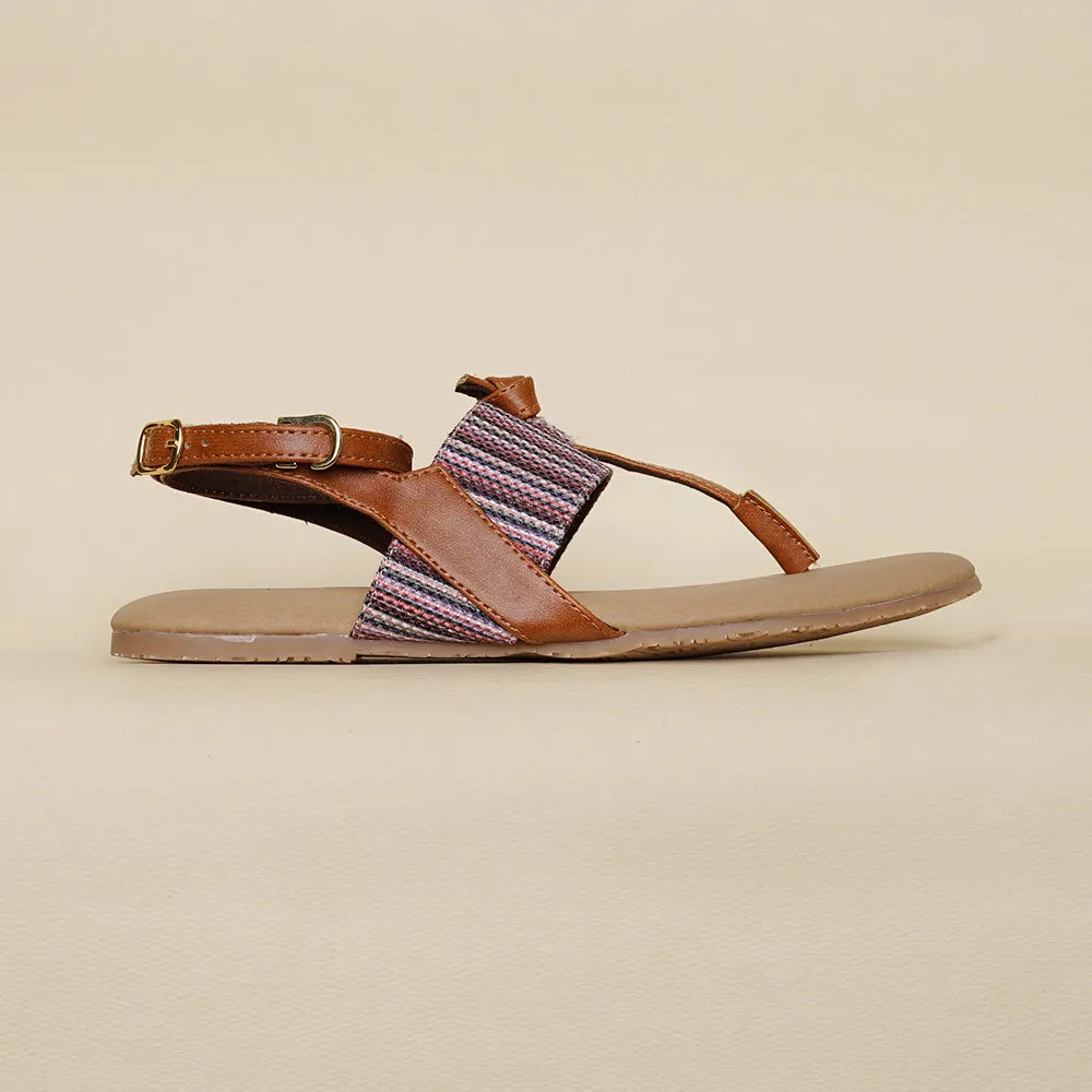 Rohtang Stripes T Strap Sandal