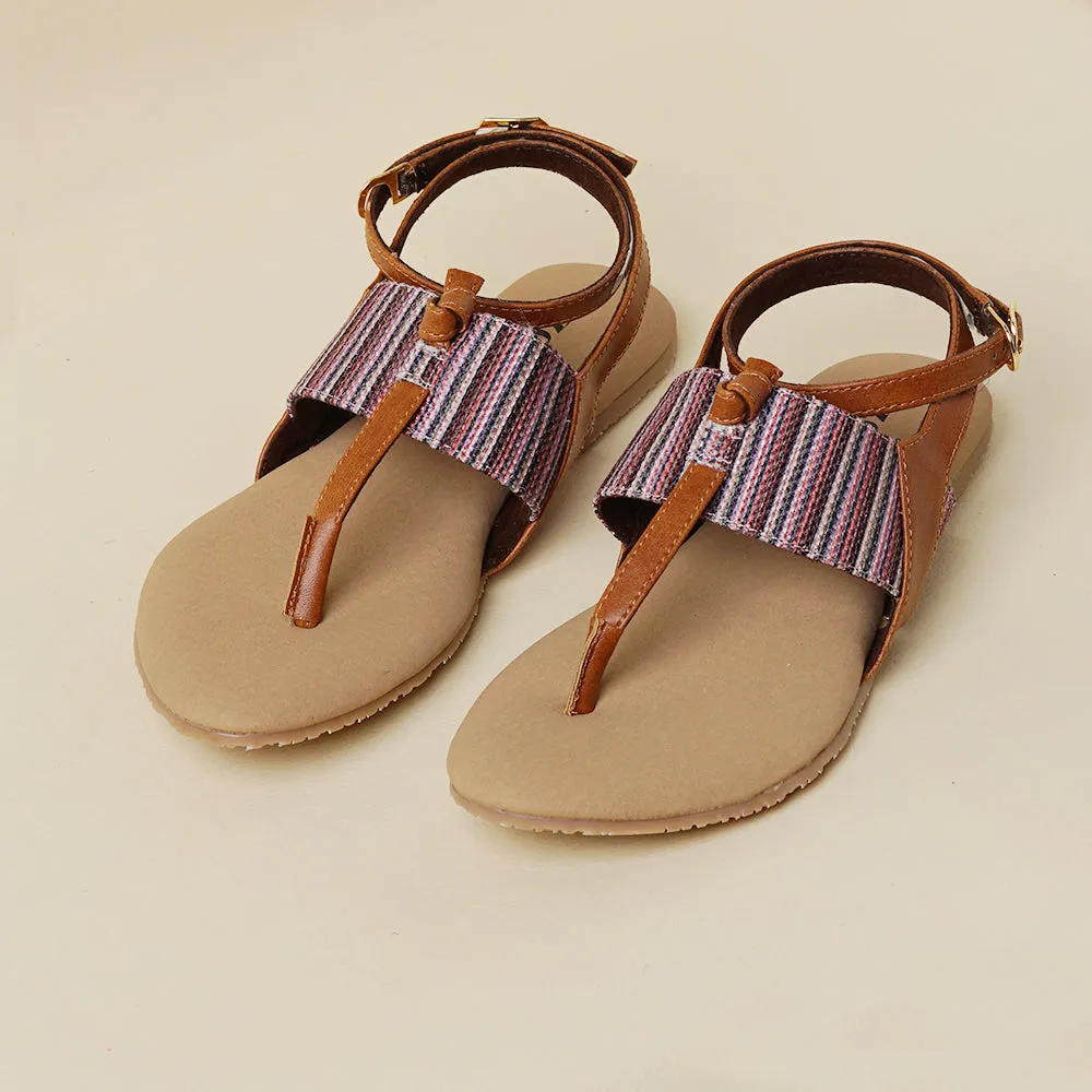 Rohtang Stripes T Strap Sandal