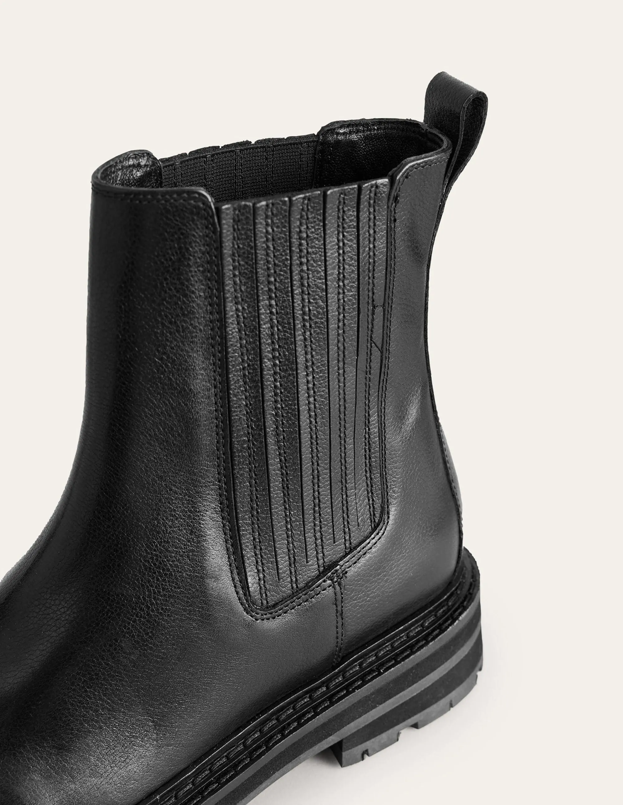 Sadie Chunky Chelsea Boot-Black Calf Leather