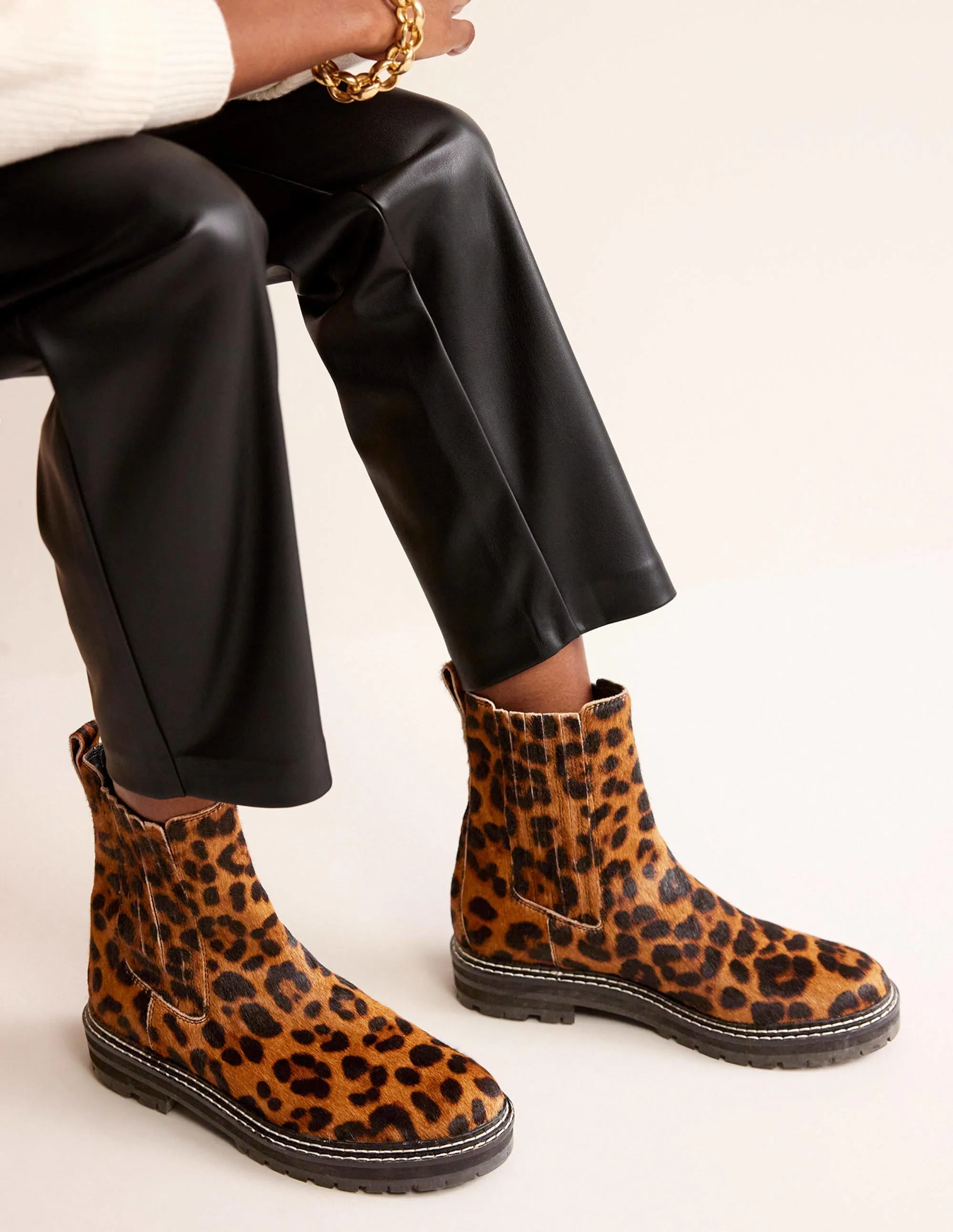 Sadie Chunky Chelsea Boot-Leopard Pony Hair