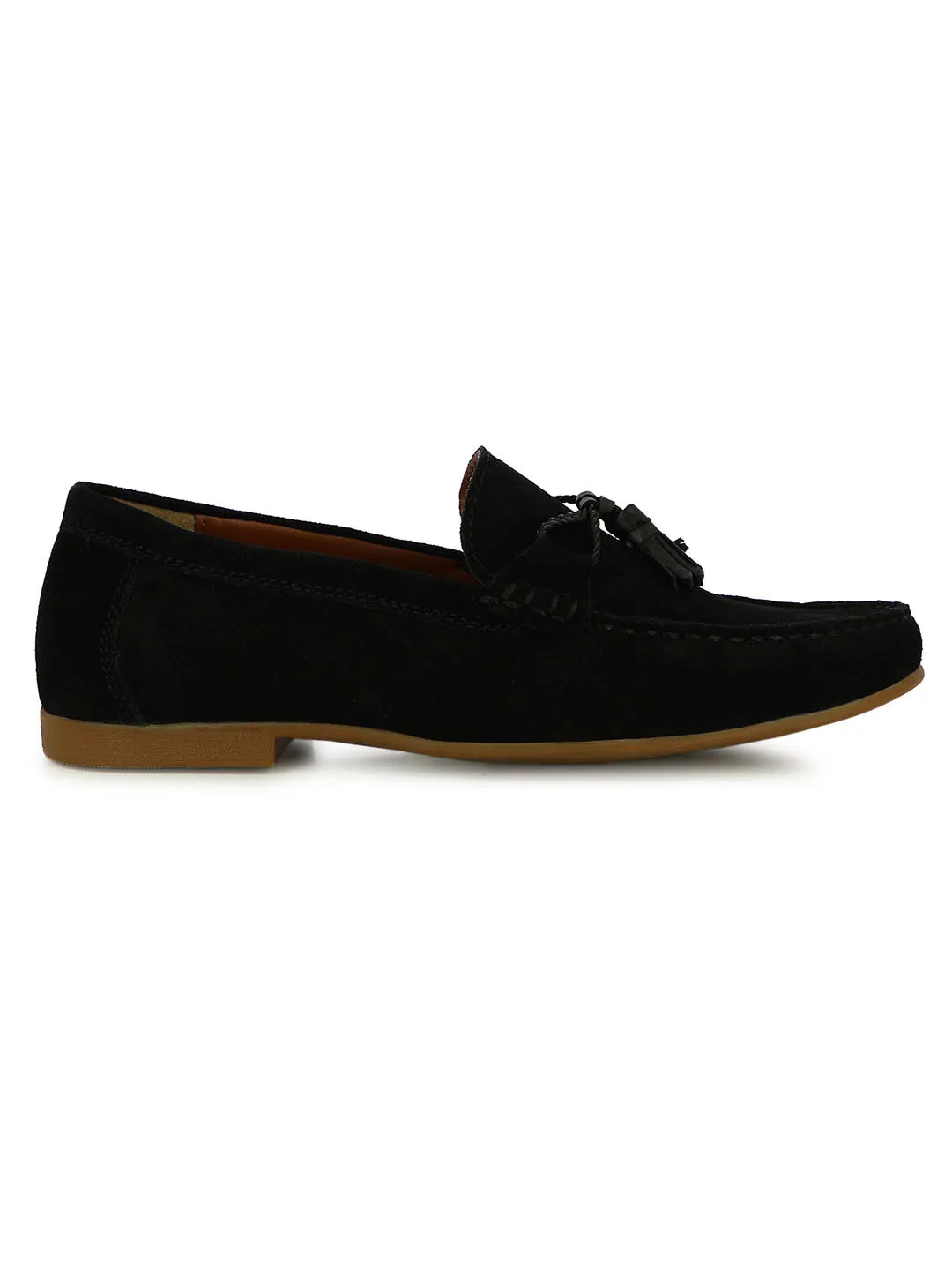 Scott Men's Black Suede Tassel Loafers