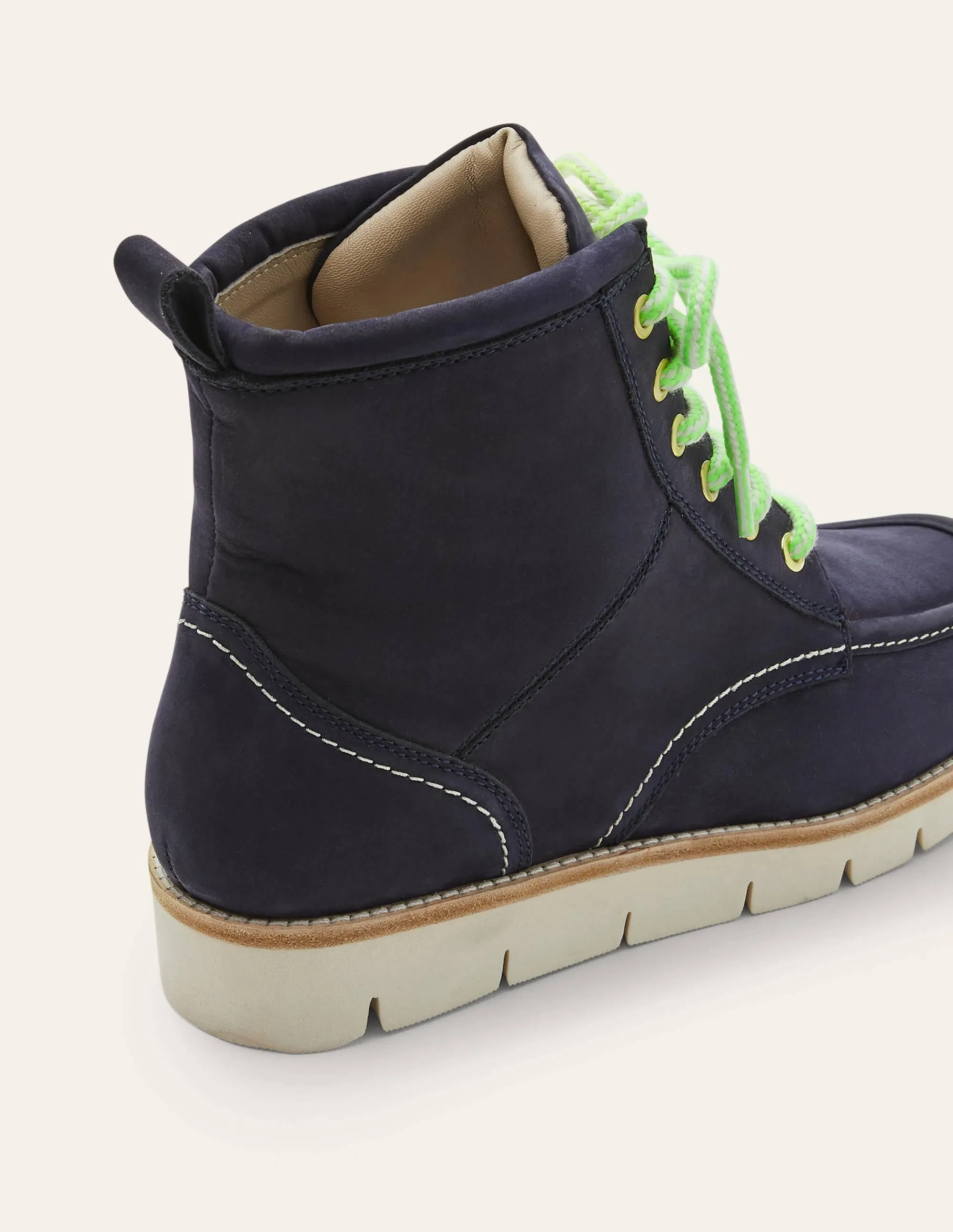 Seam Detail Lace-up Boots-Navy