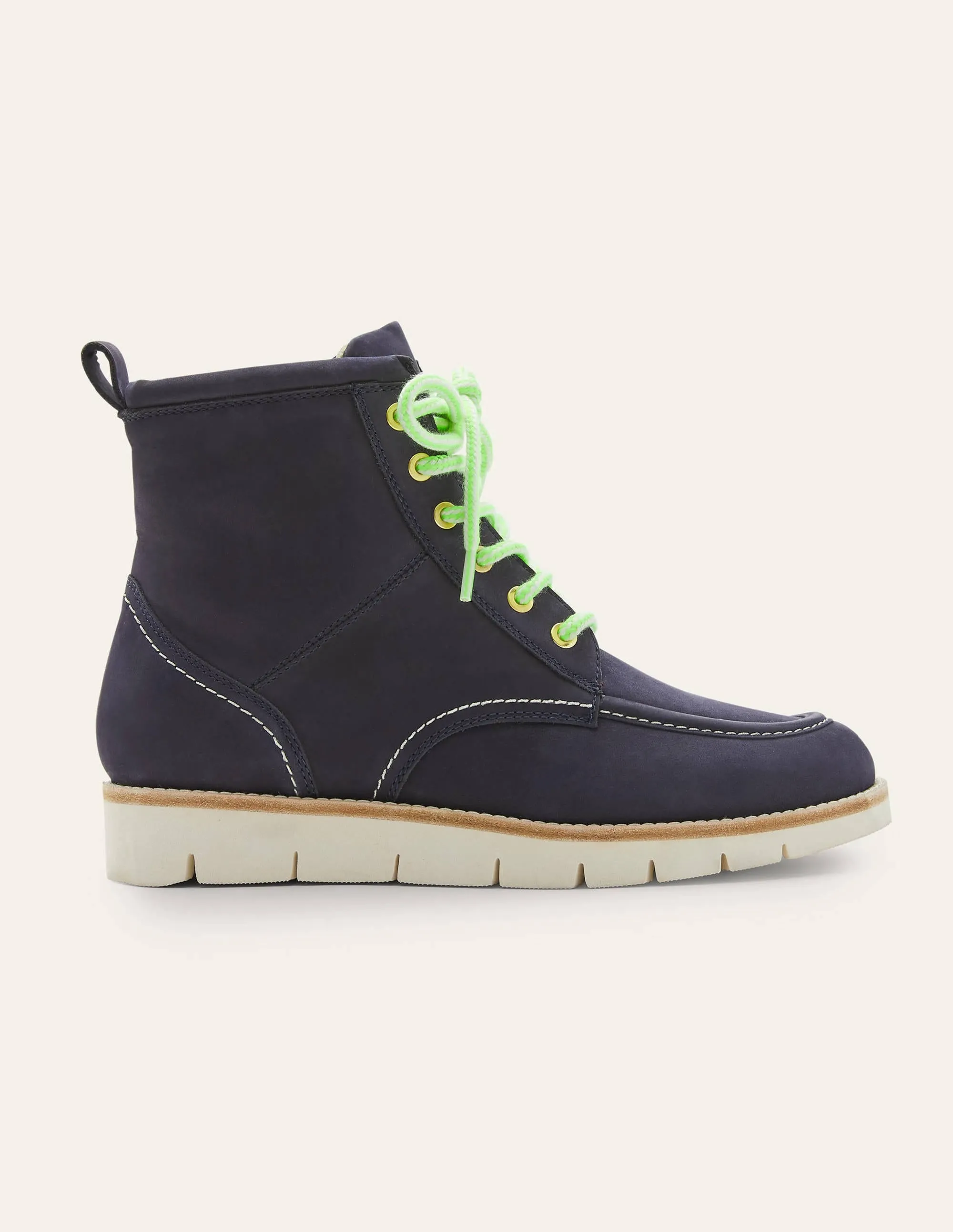 Seam Detail Lace-up Boots-Navy