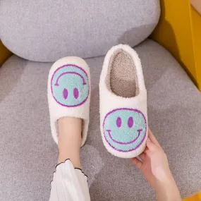 Smiley Face Slippers - White