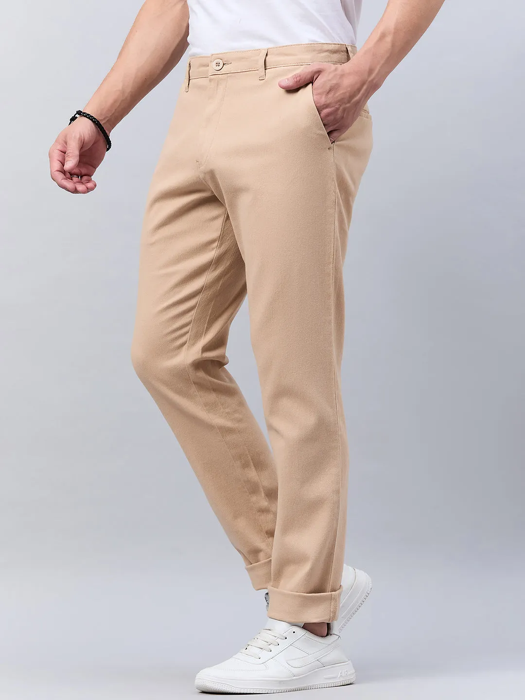 Style Quotient Men Beige Stretchable Chinos Trouser