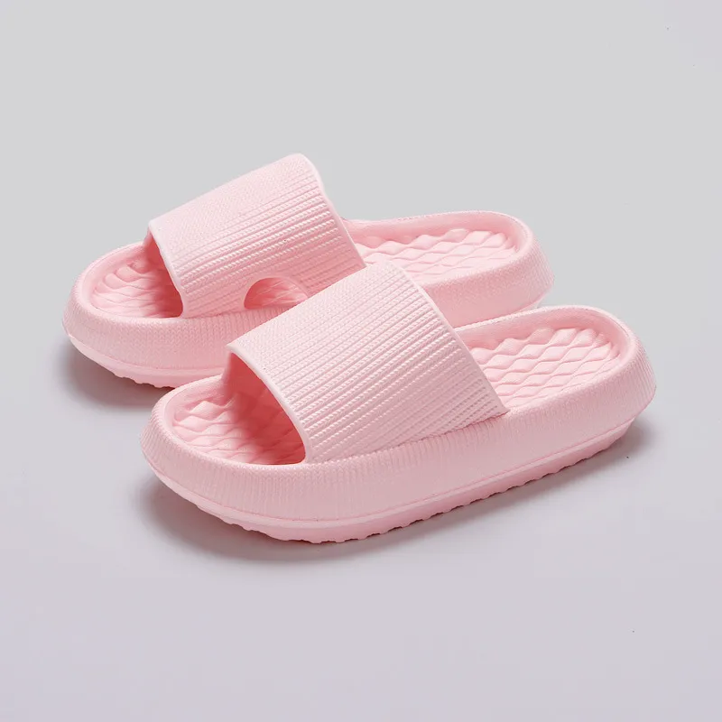 Summer EVA Slippers Solid Color Rhombus Stripe Anti-slip Slippers New Women's Home Shoes