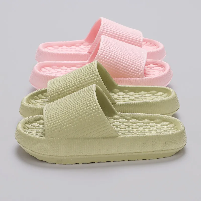 Summer EVA Slippers Solid Color Rhombus Stripe Anti-slip Slippers New Women's Home Shoes