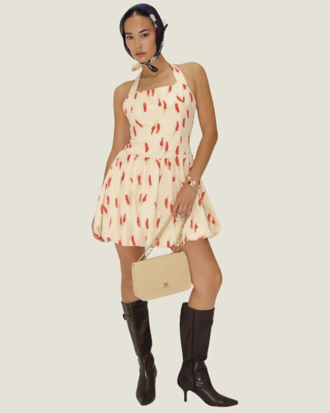 The Posh Spice: Patterned Halter Mini Dress