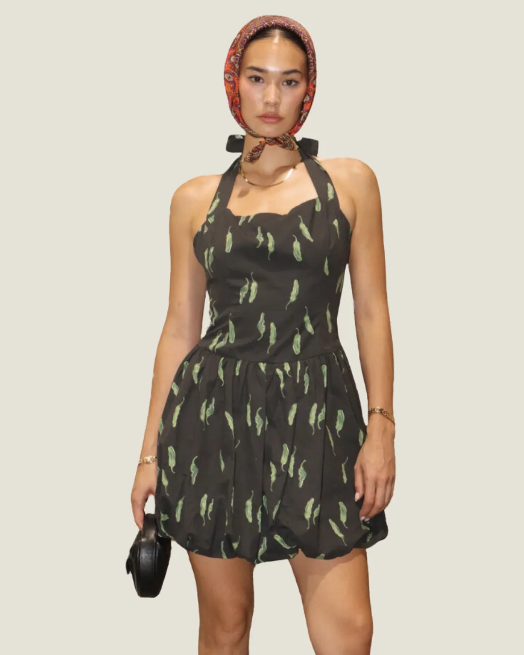 The Posh Spice: Patterned Halter Mini Dress