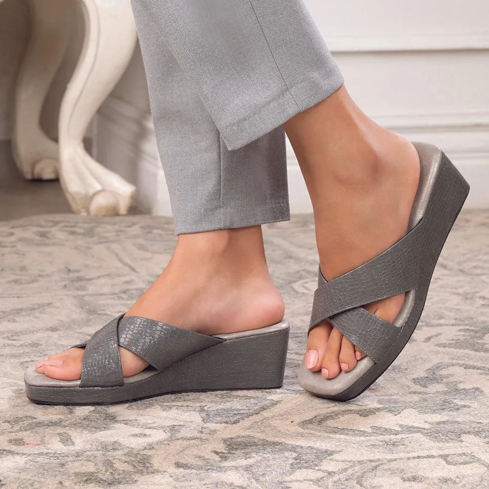 The Rew Grey Women's Dress Wedge Sandals Tresmode