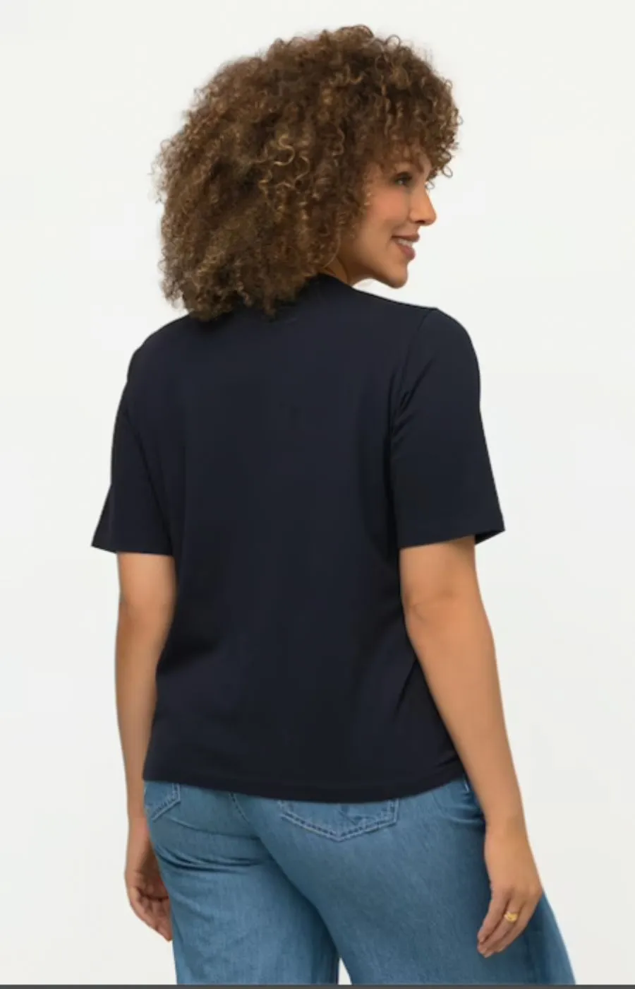 Ulla Popken Ruched Tee in Navy