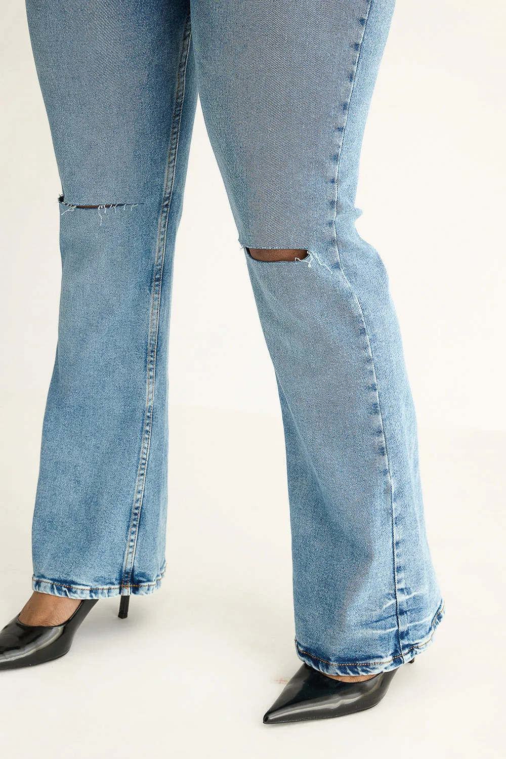 Urban Edge Knee Distressed Bootcut Jeans