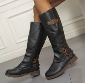 Vegan Leather Knee High Cowboy Boots with Heel for Women | Stylish for Everyday Wear