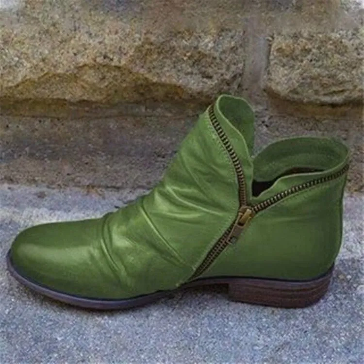 Vianne - Leather Boots with Zipper