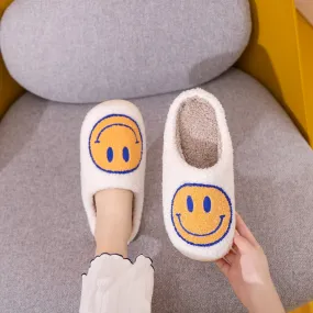 Yellow & Blue Smiley Face Slippers