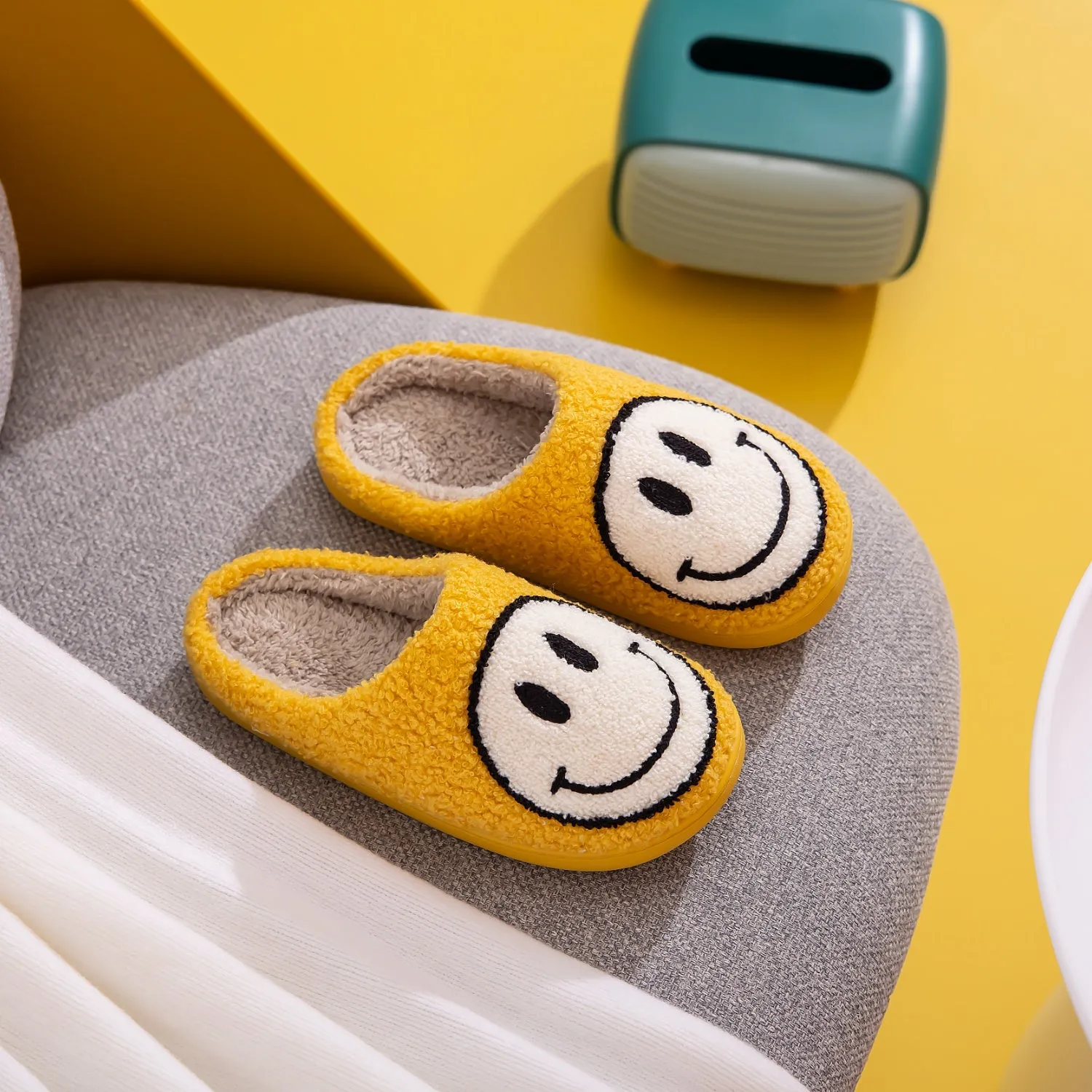 Yellow Smiley Face Slippers