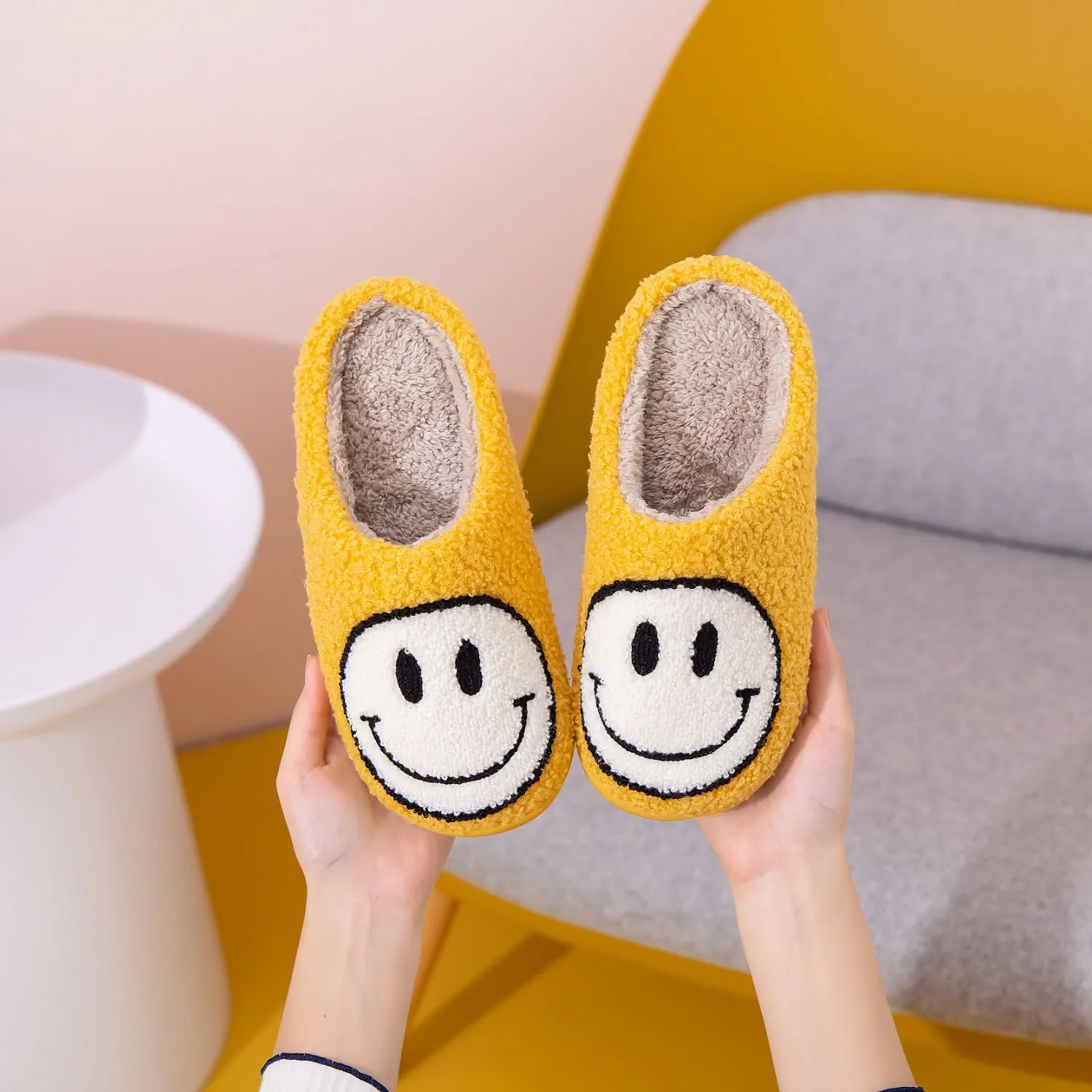 Yellow Smiley Face Slippers