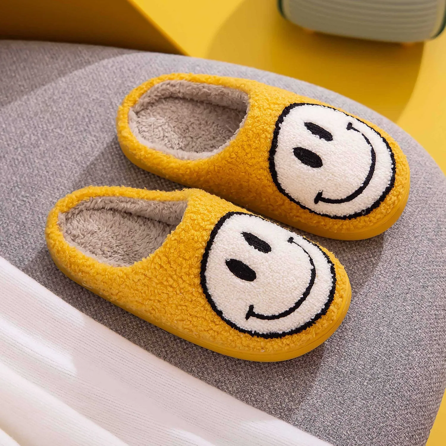 Yellow Smiley Face Slippers